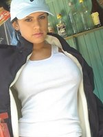 selena outside at the bar